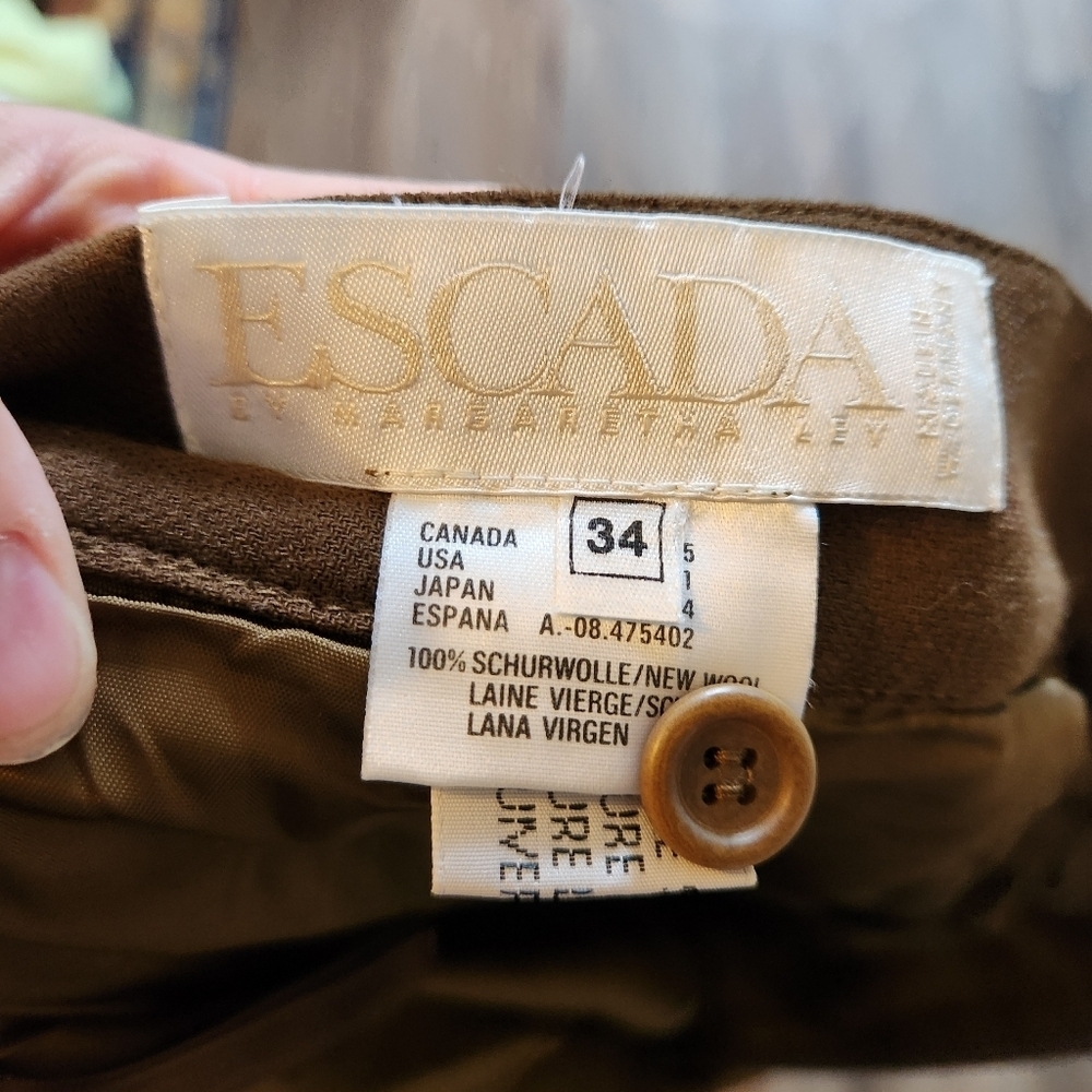 VTG Escada Margaretha Ley Wool Pleated Culottes Brown XS Dark Academia Pants - Picture 7 of 11